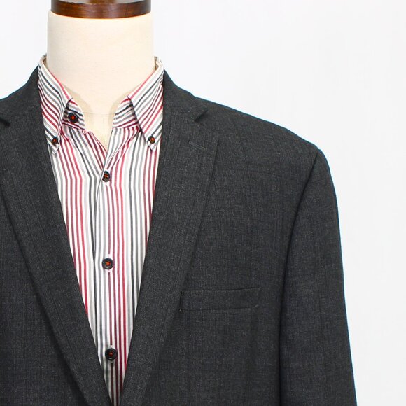 Van Heusen 50R Gray Check Polyester 2-Button Sport Coat Blazer Jacket P2… - Picture 5 of 11